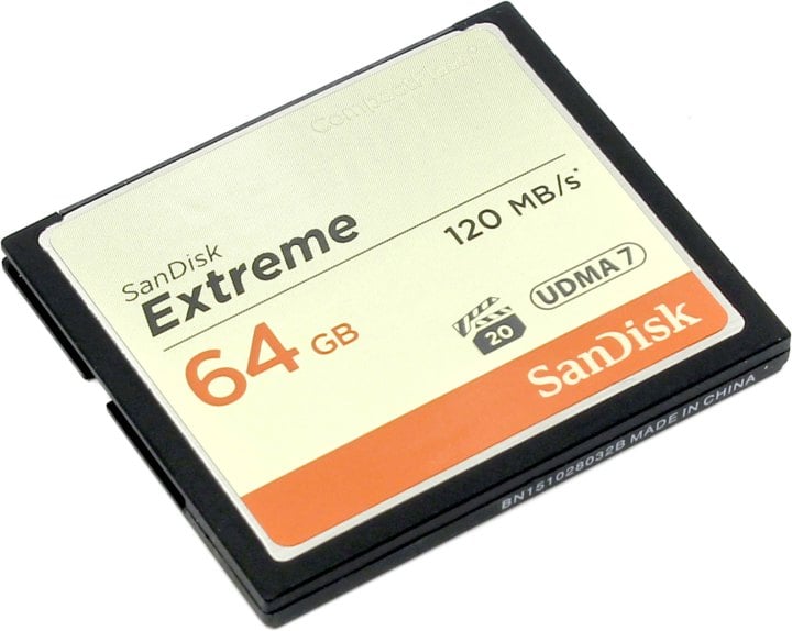 Карта Памяти Sandisk 64GB Extreme CF 120MB/s 800x (SDCFXSB-064G-G46)