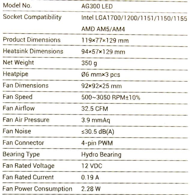 Deepcool <R-AG300-BKLNMN-G>  AG300 LED (4пин,115x/1200/1700/AM4/AM5,30.5дБ,500-3050об/мин,Al+тепл.трубки)