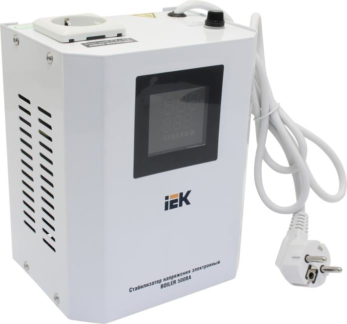 Стабилизатор напряжения IEK Boiler 0,5 кВА 140-275В выход 220В±8% 1*евророзетка IVS24-1-00500