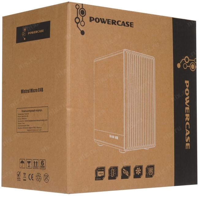 Miditower Powercase Mistral C4W <CMMCW-A4> MicroATX, без БП,  с  окном