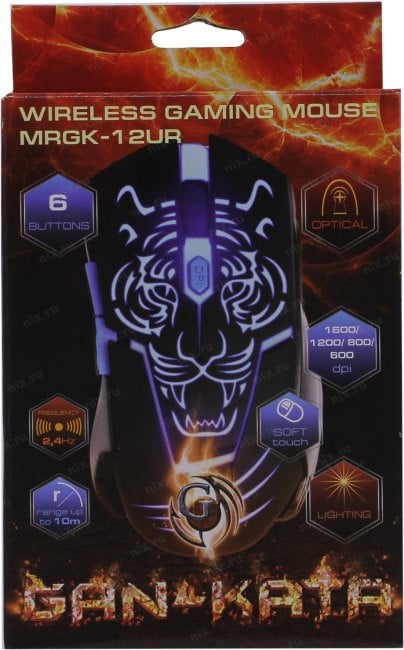 Dialog Gan-Kata Gaming Mouse <MRGK-12UR> (RTL)  USB 6btn+Roll, беспроводная