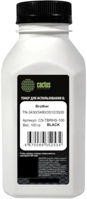 Тонер Cactus CS-TBRHS-100 черный флакон 100гр. для принтера  Brother  TN-3430/3480/3512/3520