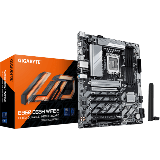 GIGABYTE B860 DS3H WIFI6E (RTL) LGA1851 <B860> 5xPCI-E HDMI+DP 2.5GbLAN+WiFi+BT  SATA ATX 4DDR5