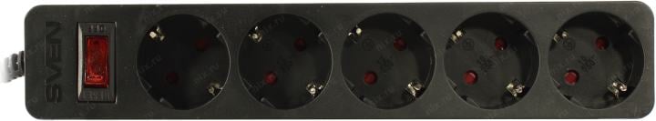 Сетевой фильтр SVEN SF-05E Black <5м>  (5 розеток) <021573>