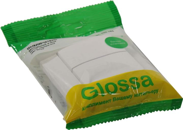 Выключатель двухклавишный Schneider Electric GLOSSA GSL000152 белый (пласт осн)