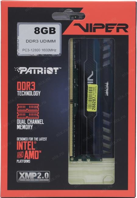 Patriot Viper <PV38G160C0> DDR3  DIMM 8Gb <PC3-12800>