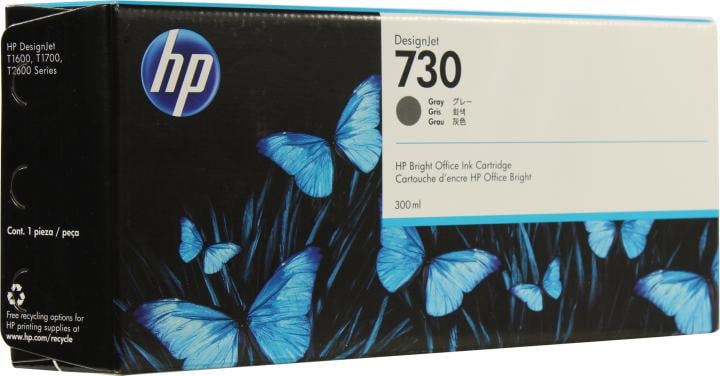 Картридж HP 730 Gray для DesignJet T1600/T1600dr/T1600PS/T1700/T1700dr/T2600PS/T2600dr 300 ml ( P2V72A )