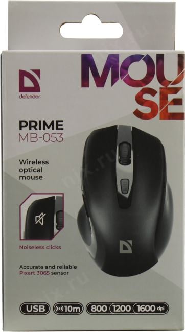 Defender  Prime Wireless Optical Mouse <MB-053> (RTL)  USB 6btn+Roll <52053>