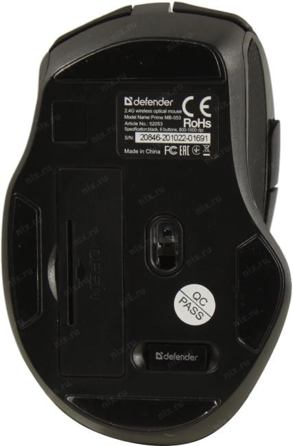 Defender  Prime Wireless Optical Mouse <MB-053> (RTL)  USB 6btn+Roll <52053>