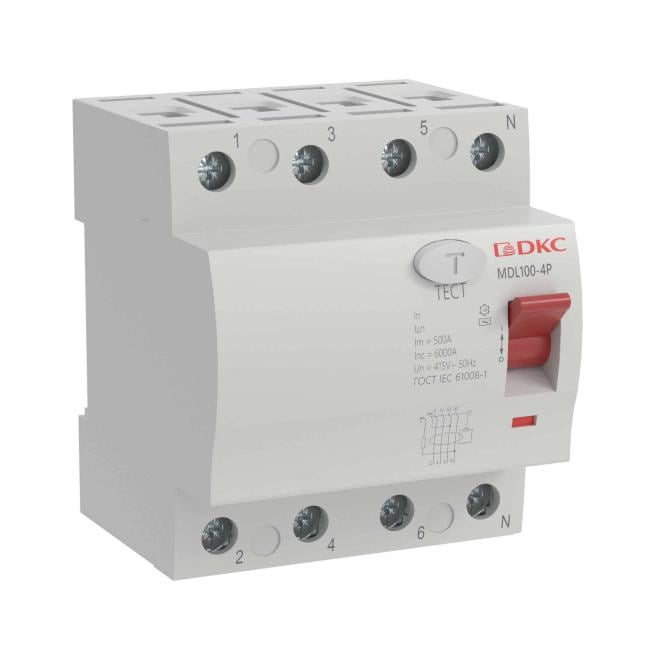 Выключатель дифференциального тока (ВДТ, УЗО) DKC MDL100-4P3-63-AC MDL100, 4P, 100mA, 63A,тип АС,  "YON  max"