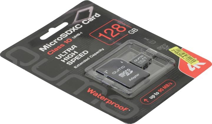 Флеш карта Micro SecureDigital 128Gb QUMO QM128GMICSDXC10U1 MicroSDXC Class 10 UHS-I, SD adapter