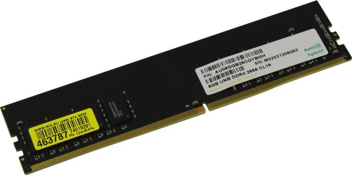 Оперативная память Apacer AU08GGB26CQYBGH, DDR4, 8 ГБ, 2666 МГц, DIMM