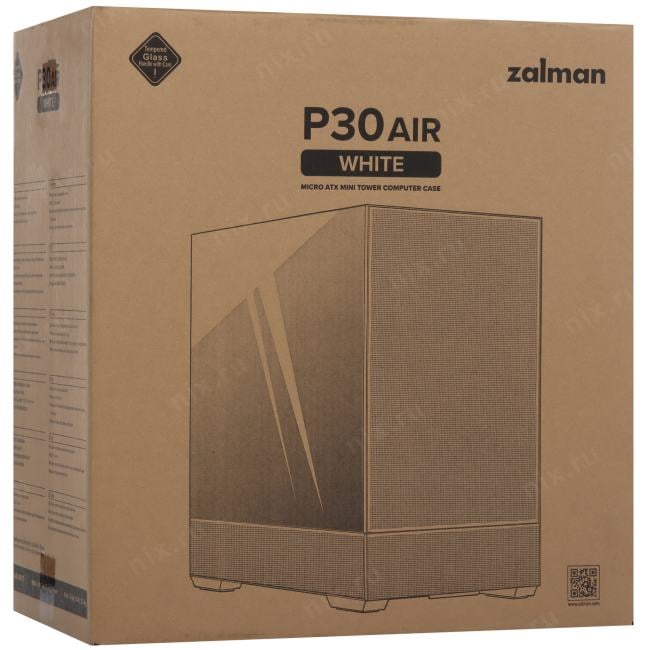 Minitower ZALMAN <P30 AIR White> MicroATX без БП,  с  окном