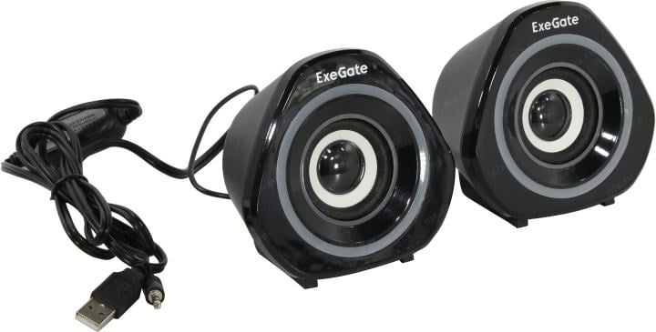 Exegate EX289680RUS Акустическая система 2.0 ExeGate Accord 210 (питание USB, 2х3Вт (6Вт RMS), 60-20000Гц, цвет черный, RGB подсветка)