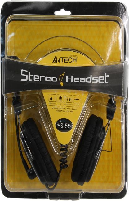 Наушники с микрофоном A4Tech HS-50 (шнур 2.5м, с  регулятором  громкости)