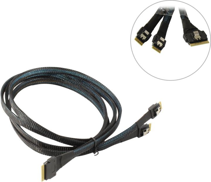 Кабель LSI 05-60004-00, SFF8654→2×SFF8654, 1м