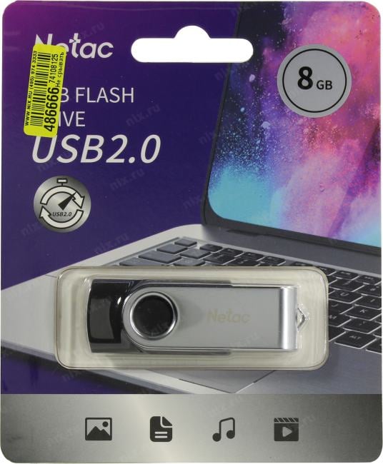 Netac <NT03U505N-008G-20BK> USB2.0  Flash  Drive  8Gb (RTL)