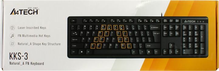 Клавиатура A4Tech KKS-3  Black <USB> 104КЛ