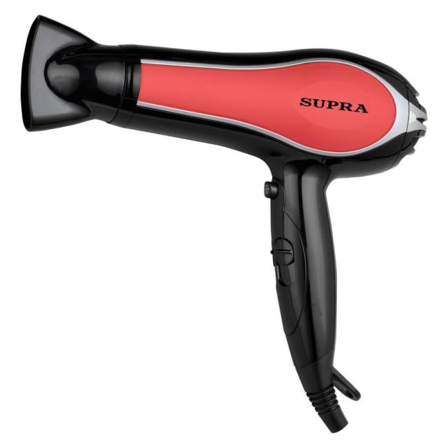 Фен SUPRA PHS-2206L черный/красный, 2200 Вт, ионизация