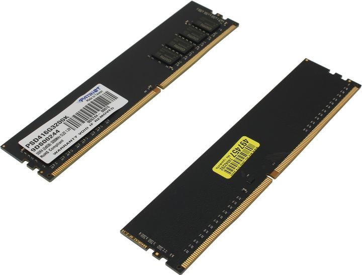 Оперативная память для компьютера 16Gb (2x8Gb) PC4-25600 3200MHz DDR4 UDIMM CL22 Patriot Signature Line PSD416G3200K