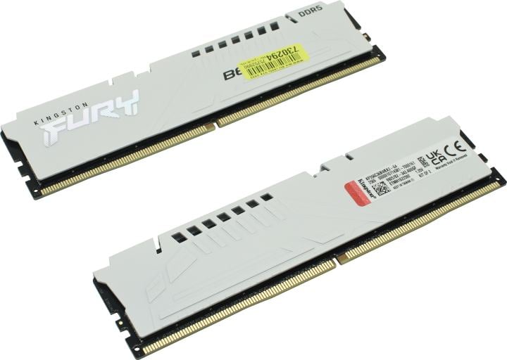 Оперативная память Kingston Fury Beast, DDR5, 64Gb (2x32 GB), 5600 MHz, CL36, DIMM, радиатор, белый