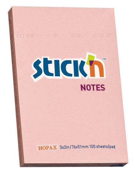 Блок самоклеящийся бумажный Stick`n 21145 51x76мм  100лист.  70г/м2  пастель розовый