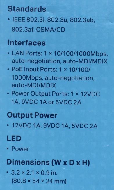 TP-LINK  <TL-POE10R>  PoE  Splitter 5В/12В