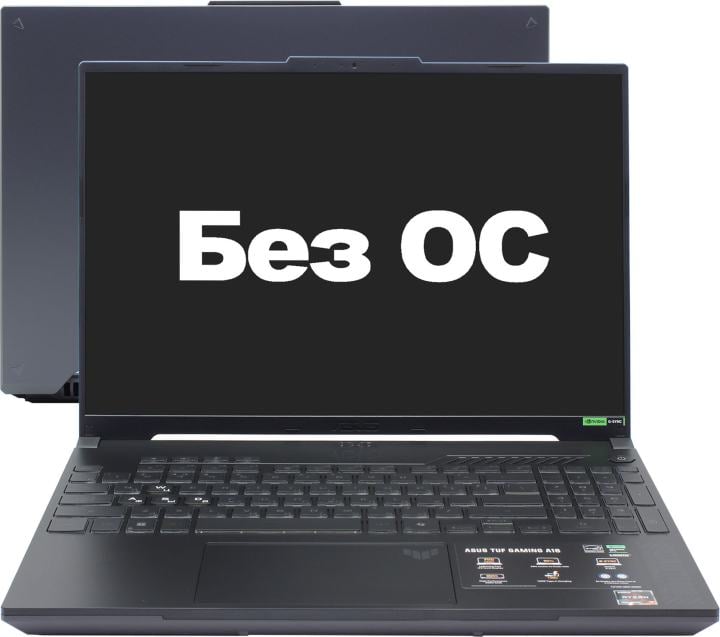Ноутбук/ ASUS TUF A16 FA607NUG-RL161 16"(1920x1200 (матовый, 144Hz) IPS)/AMD Ryzen 7 7445HS(3.55Ghz)/16384Mb/512PCISSDGb/noDVD/Ext:nVidia GeForce RTX4050(6144Mb)/Cam/BT/WiFi/56WHr/war 1y/2.2kg/Mecha Gray/DOS