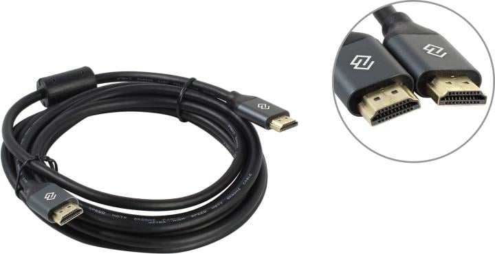 Кабель аудио-видео Digma HDMI (m) - HDMI (m), ver 2.1, 3м, GOLD, ф/фильтр, черный [d-hdmi-v2.1-3m]