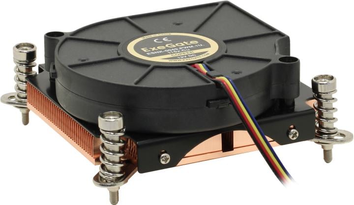 Exegate EX286162RUS Кулер ExeGate ESNK-0049.PWM.1U.115x.Cu (радиальный (улитка), медный, 1U, LGA1150/1151/1155/1156/1200, TDP 115W, Fan 75mm, PWM, 2000-5000RPM, 2 ball bearing, 4pin, 46-54db, ресурс 7