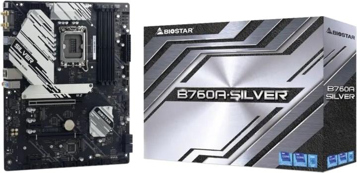 Материнская плата Biostar B760A-Silver  Soc-1700 Intel B760 4xDDR5 ATX AC`97  8ch(7.1) 2.5Gg RAID+VGA+HDMI+DP