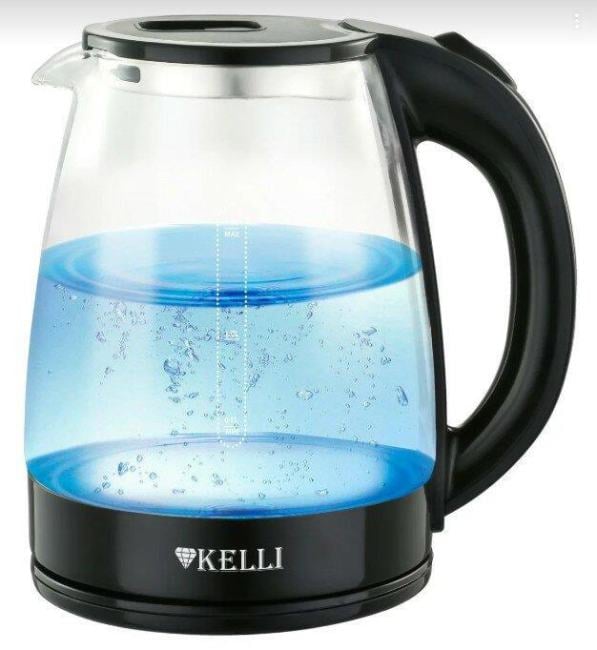 Чайник KELLI KL-1368 черный 2200вт, 1.8л, СТЕКЛО