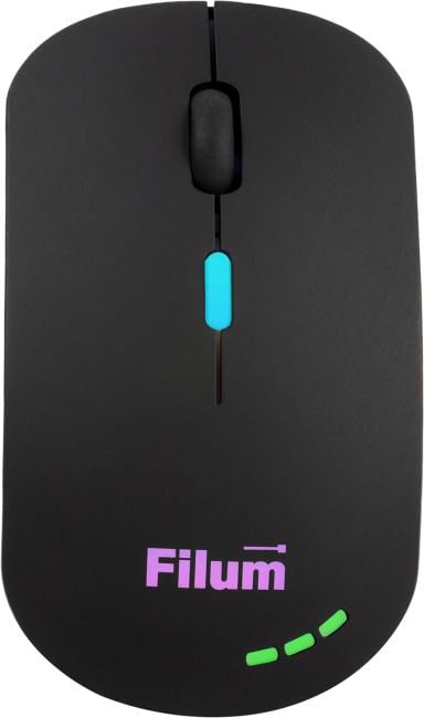 Мышь Wireless Filum FL-MBT25-BK оптическая USB/BT 4 кл., DPI: 800/1200/1600, питание АА 1 шт., черная, Windows XP/Vista/7/8/10, MacOS