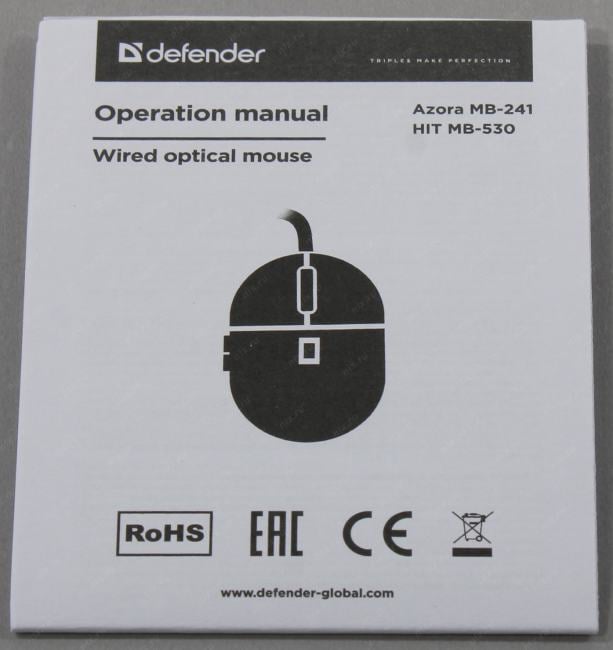 Defender Optical Mouse Azora <MB-241> (RTL)  USB 3btn+Roll <52241>