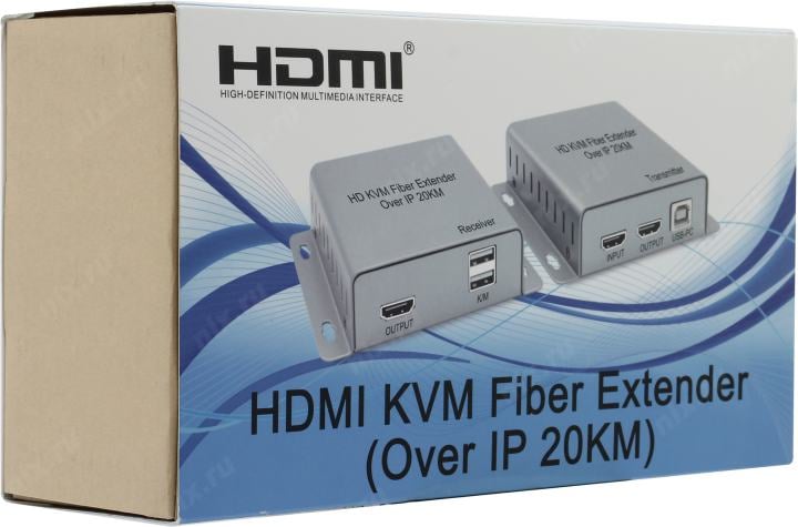 Orient <VE065F> HDMI KVM Fiber Extender (клавиатура USB+мышь USB+ HDMI, до 20км через  оптический кабель) +2б.п.