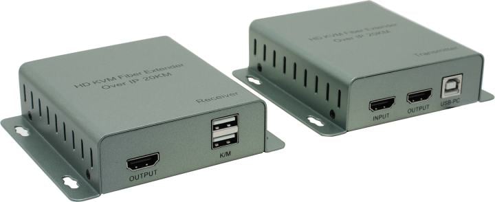 Удлинитель HDMI ORIENT VE065F, KVM Fiber, HDMI+USB, до 20км, 1080p@60Hz
