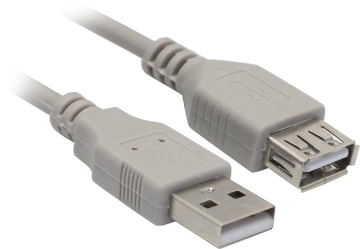 USB кабель 5bites, USB Type A (M) -> USB Type A (F), USB 2.0, 1.8 м, цвет серый, UC5011-018C