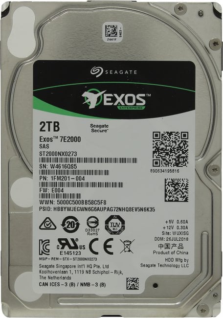 HDD 2 Tb SAS 12Gb/s Seagate Exos 7E2000 <ST2000NX0273>  2.5" 7200rpm 128Mb