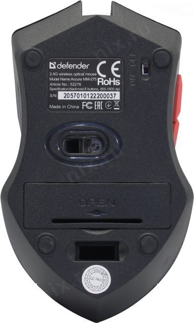 Defender Accura Wireless Optical Mouse <MM-275> (RTL)  USB 6btn+Roll <52276>