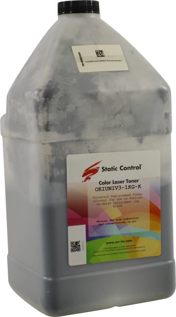 Тонер Static Control OKIUNIV3-1KG-K, черный, флакон 1000г
