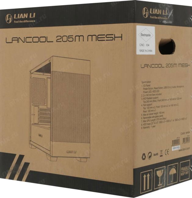 Miditower LIAN LI LANCOOL 205M MESH <G99.OE744MS.10> White MicroATX  без  БП