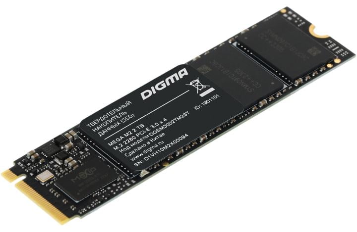 Накопитель SSD Digma PCI-E 3.0 x4 2Tb DGSM3002TM23T Mega M2  M.2  2280