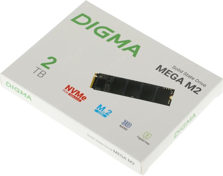 Накопитель SSD Digma PCI-E 3.0 x4 2Tb DGSM3002TM23T Mega M2  M.2  2280