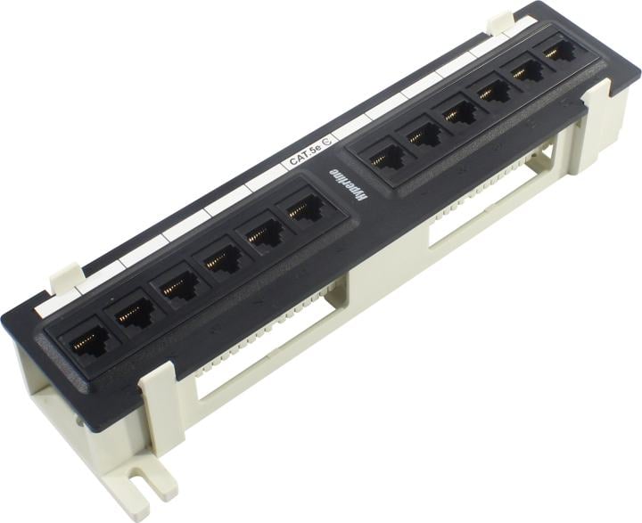 Монтажное оборудование Hyperline PPW-12-8P8C-C5e Патч-панель настенная, 12 портов RJ-45(8P8C), категория 5е, с подставкой