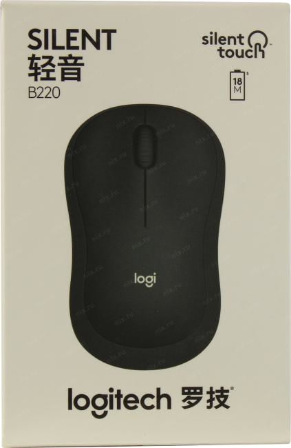 Logitech B220 Silent Black Wireless Mouse <910-005553>  (OEM) USB 3btn+Roll