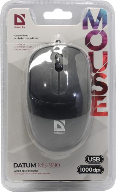 Defender Optical Mouse Datum <MS-980> (RTL)  USB 3btn+Roll <52980>
