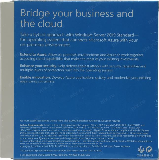 Microsoft Windows Server 2019 64-bit Standard  Eng. 16core (BOX)<P73-07680>