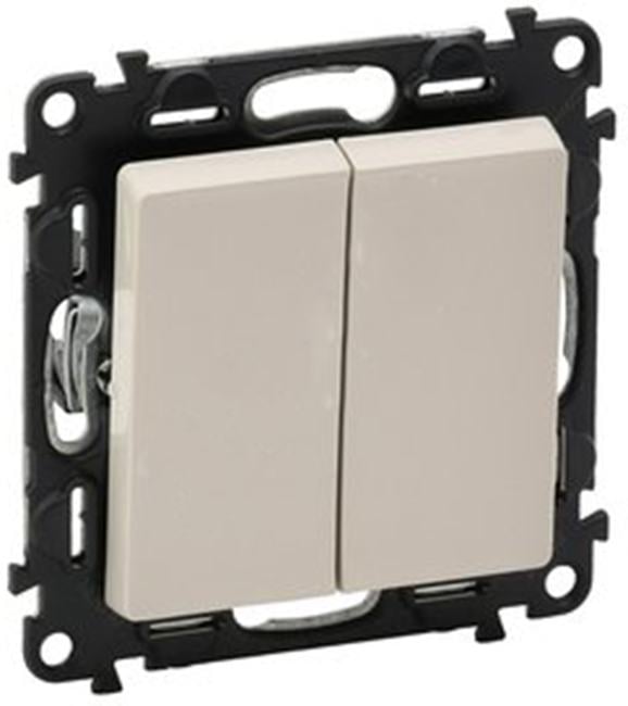 Legrand 752508 Valena LIFE Переключатель двухклавишный 10А 250В с лицевой панелью Безвинтовые  зажимы Слоновая кость