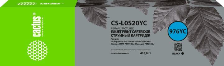 Картридж струйный Cactus CS-L0S20YC 976YC черный (465мл) для  HP PageWide P55250dw/P57750dw