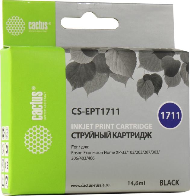 Картридж Cactus CS-EPT1711  Black  для  Epson XP-33/103/203/207/303/306/403/406